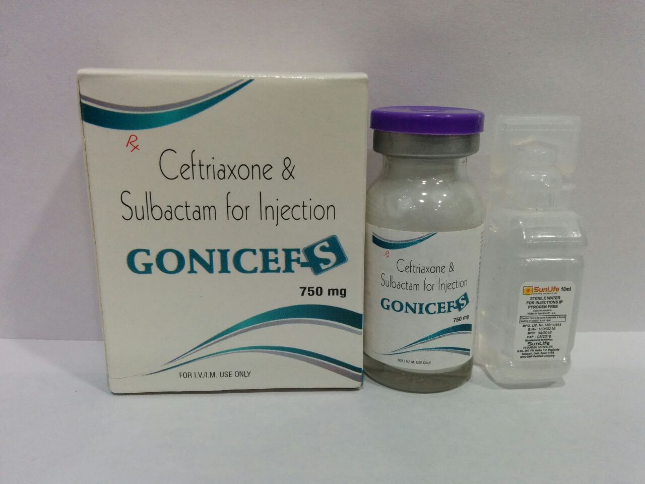 GONICEF-S 750 | Ceftriaxone 500 mg + Sulbactum 250 mg + WFI